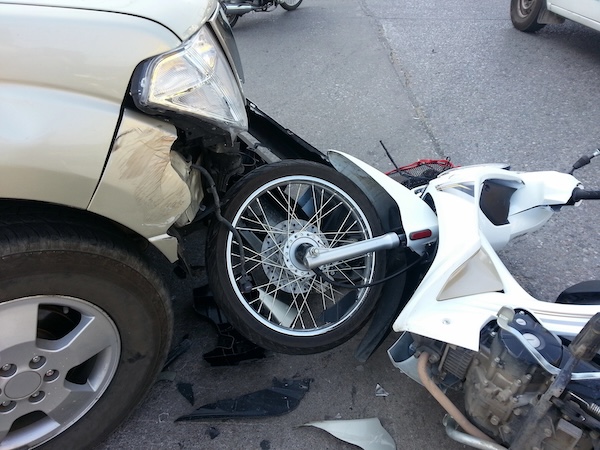 Motorcycle accident hit by a car